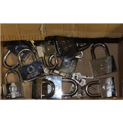 BOX OF 10 NEW MATCHING LOCKS WITH KEYS