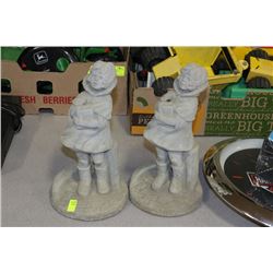 PAIR OF CONCRETE GIRL STATUETTES