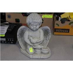 CONCRETE CHERUB W/ BIRDS STATUETTE