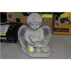CONCRETE CHERUB W/ BIRDS STATUETTE