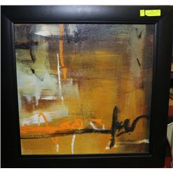 DK. BROWN WOOD FRAMED ABSTRACT PICTURE