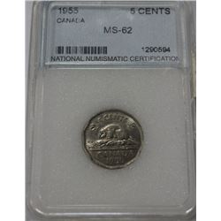 1955 CANADA UNCIRCULATED 5-CENT