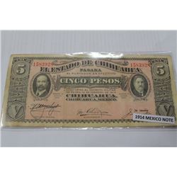 1914 5 PESOS BANK NOTE