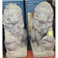 PAIR OF CONCRETE ENTRYWAY LIONS