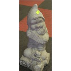 CONCRETE GNOME WITH ACCORDION STATUE