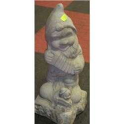 CONCRETE GNOME WITH ACCORDION STATUE