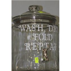 "WASH, DRY, FOLD, REPEAT" DRINK DISPENSER