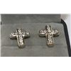 Image 1 : STERLING SILVER CZ CROSS EARRINGS