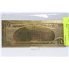 Image 1 : 24kt GOLD FOIL US $10 DOLLAR BANKNOTE