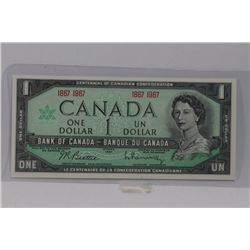 UNC CENTENNIAL CANADIAN 1 DOLLAR BANKNOTE