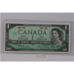 UNC CENTENNIAL CANADIAN 1 DOLLAR BANKNOTE