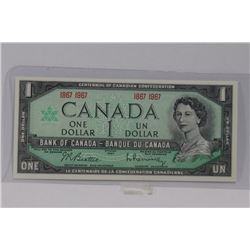UNC CENTENNIAL CANADIAN 1 DOLLAR BANKNOTE