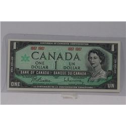UNC CENTENNIAL CANADIAN 1 DOLLAR BANKNOTE