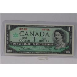 UNC CENTENNIAL CANADIAN 1 DOLLAR BANKNOTE