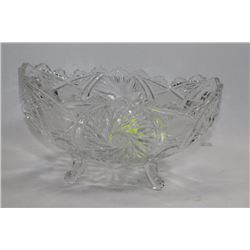 OVAL PINWHEEL CRYSTAL FOOTED BOWL