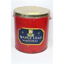 VINTAGE MAPLE LEAF MINCE MEAT TIN