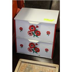 VINTAGE POPPY MOTIF TIN BREAD BOX