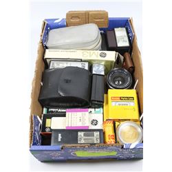 BOX OF CAMERA  ACCESSORIES
