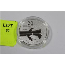 2011 CANADIAN 20 DOLLAR SILVER COIN