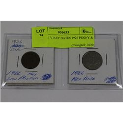 GEORGE V KEY DATES 1926 PENNY & NICKEL