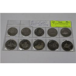 SET OF 10 UNC K DAYS DOLLARS 1968-1975