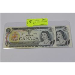 GEM UNC 1973 $1 NOTES CONSEC S/N PREFIX LL X2