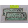 Image 1 : GEM UNC 1954 ONE DOLLAR NOTES CONSECUTIVE S/N X2