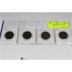 1897-99-1900-01 QUEEN VICTORIA LARGE CENTS X4