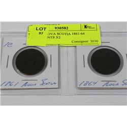 SCARCE NOVA SCOTIA 1861-64 LARGE CENTS X2