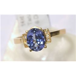 14K GOLD TANZANITE & DIAMOND RING APPRAISED $1652