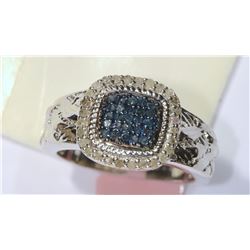 STERLING SILVER BLUE DIAMOND (O.25CT) AND WHITE