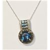 Image 1 : 10 KT WHITE GOLD BLUE TOPAZ DIAMOND (0.08CT) AND