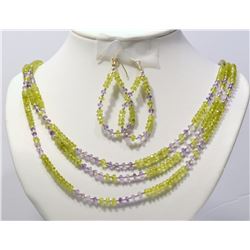 STERLING SILVER PERIDOT AND AMETHYST EARRINGS AND