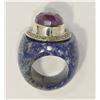 Image 2 : STERLING SILVER RUBY AND AGATE RING