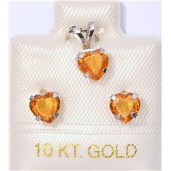 10 KT WHITE GOLD ORANGE SAPPHIRE (1.80CT) HEART