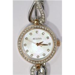 BULOVA 2 TONE CUBIC LADIES QUARTZ WATCH W