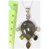 Image 2 : STERLING SILVER LABORONITEAND GEMSTONE PENDANT