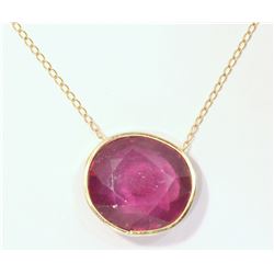 14 KT GOLD RUBY (9.70CT) PENDANT NECKLACE
