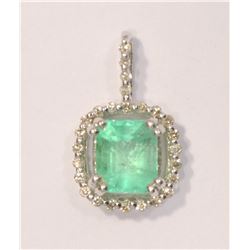 14 KT WHITE GOLD EMERALD (0.73CT) AND DIAMOND