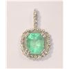 Image 1 : 14 KT WHITE GOLD EMERALD (0.73CT) AND DIAMOND