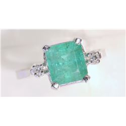 14 KT WHITE GOLD EMERALD (2.02CT) AND DIAMOND