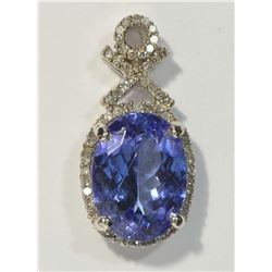14 KT WHITE GOLD TANZANITE AND DIAMOND (0.16CT)