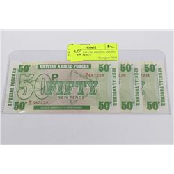 RUN OF 3 GEM UNC BRITISH ARMED FORCES 50 PENCE