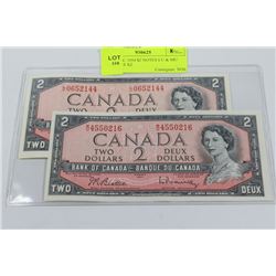 GEM UNC 1954 $2 NOTES LU & MU PREFIXES X2
