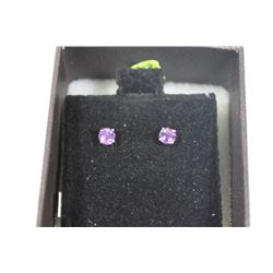 10k WHITE GOLD &  AMETHYST EARRINGS