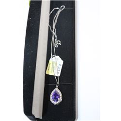 .925 STERLING SILVER 20" NECKLACE W/ CUBIC STONE