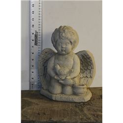 CONCRETE CHERUB W/ BIRD STATUE
