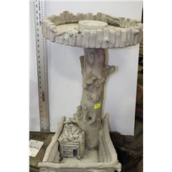 CONCRETE 'HOUSE BY TREE' BIRD BATH/ FOUNTAIN