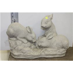 TRIPLE BUNNY CONCRETE STATUE