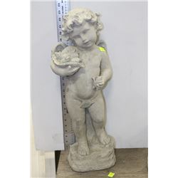 CONCRETE CHERUB W CORN STATUE